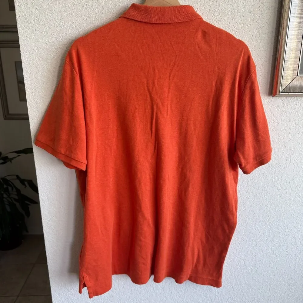 L Polo Ralph Lauren Men's Polo Shirt Custom Fit Short Sleeves Pony Logo Orange